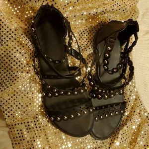 Bamboo sandals, 7 1/2, black